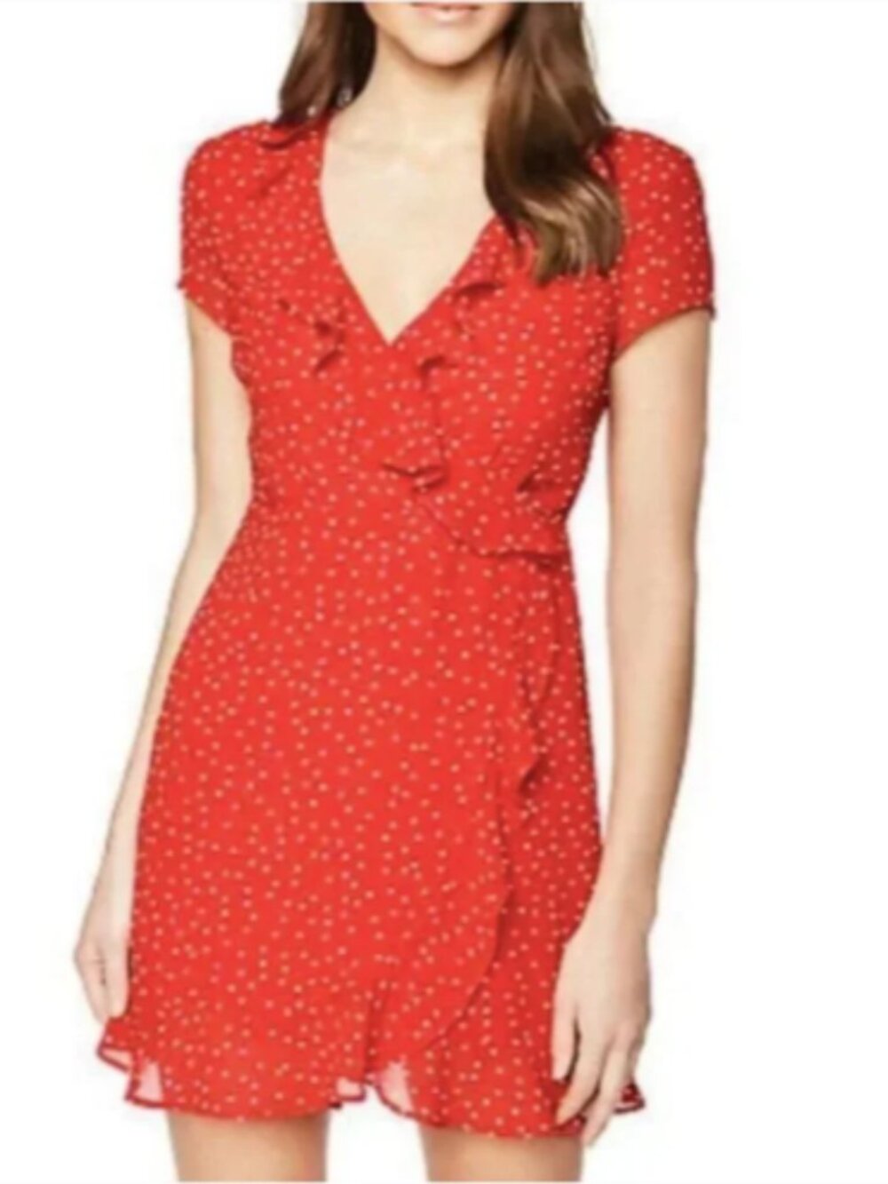 Bardot Red Polka Dot Open-Back Dress S (6)
